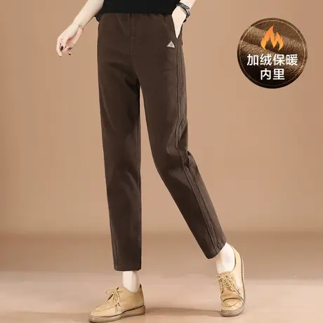 韩潮袭人松紧腰西装裤宽松加绒裤子女2023冬装直筒工装休闲裤加厚图片