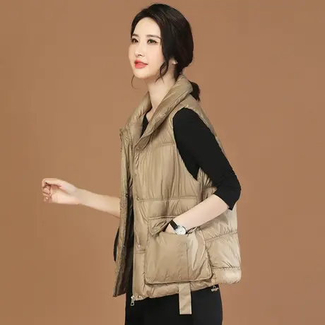 韩潮袭人立领坎肩外穿短款棉马甲女2023冬季新款无袖显瘦马夹外套图片