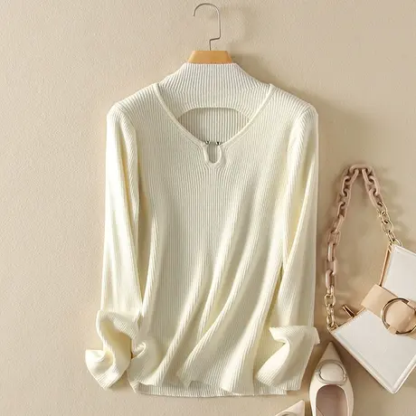 半高领毛衣套头打底衫女春装2024年新款内搭爆款百搭洋气针织衫女商品大图