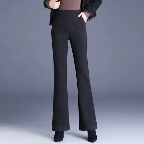 毛呢微喇叭裤子女秋冬2023新款高腰气质长裤妈妈穿显瘦休闲裤厚款商品大图