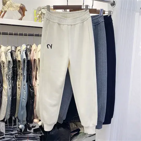 萝卜裤子女秋冬加绒加厚宽松休闲卫裤直筒显瘦百搭外穿运动束脚裤图片