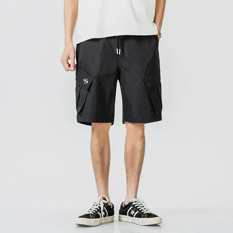 工装休闲短裤男士潮流宽松潮牌男士基础黑色5五分裤ins日系裤子潮商品大图