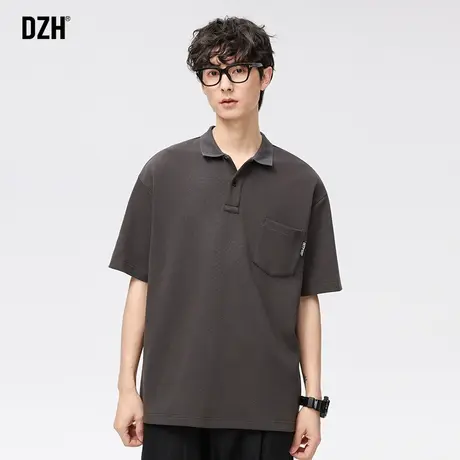 男士灰色重磅polo衫男短袖美式纯色t恤宽松夏季男装2023新款半袖商品大图