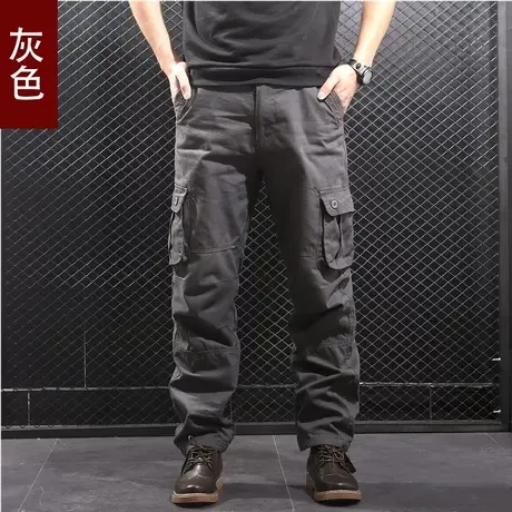 多袋工装裤男裤子宽松休闲裤大码男裤春秋长裤男士运动裤全棉耐磨商品大图