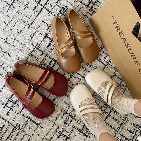 单鞋女2023新款夏季气质法式浅口软底仙女温柔奶奶鞋玛丽珍小皮鞋商品大图