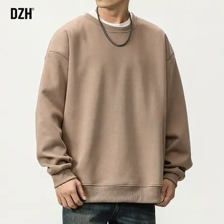 男士卫衣男宽松圆领长袖上衣2024新款长袖t恤内搭打底衫男款潮牌商品大图