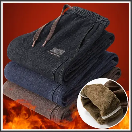 秋冬款外穿加棉裤冬季男士加绒加厚休闲裤子2024新款抗寒束脚工装商品大图