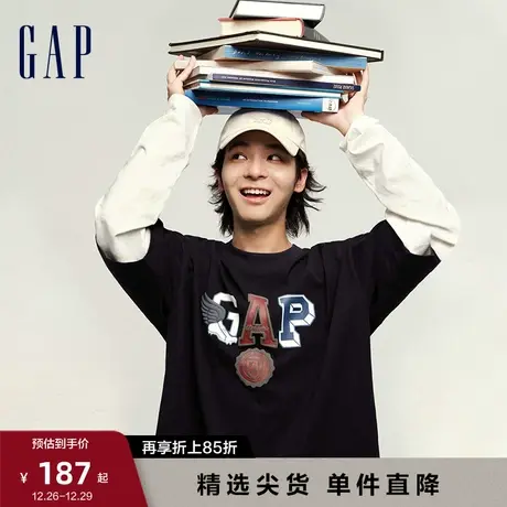 【明星同款】Gap男女装春夏假两件T恤2in1美式学院风上衣773173图片