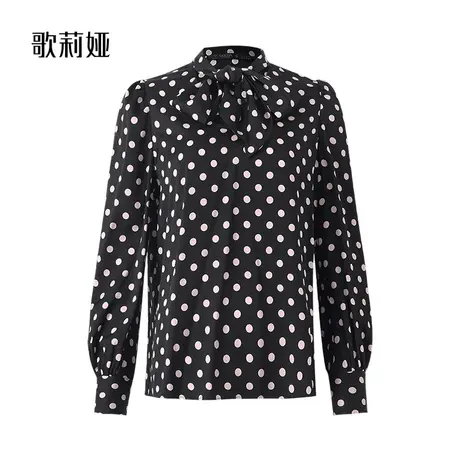 换购|歌莉娅衬衫女士春季新款气质通勤真丝印花波点职场衬衣图片