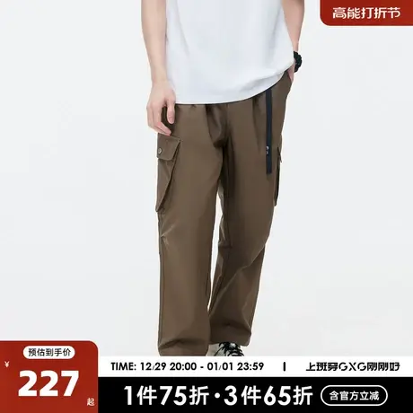 GXG23年夏新品潮流时尚宽松百搭休闲阔腿工装系扣休闲裤长裤男商品大图
