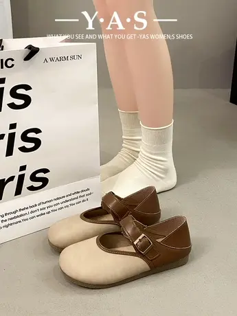 勃肯鞋女2024新款春季小众设计日系丑萌博肯单鞋平底法式玛丽珍鞋商品大图