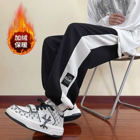 秋冬季青少年男裤子灯芯绒潮流初中学生加厚款宽松潮牌休闲裤卫裤商品大图