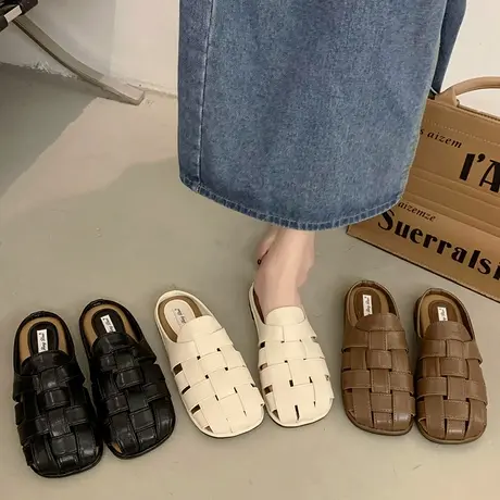 高级感包头拖鞋女夏外穿一脚蹬2024新款法式气质百搭休闲穆勒凉拖商品大图