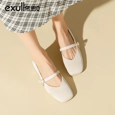 依思q仙女鞋温柔单鞋女鞋2023冬季新款浅口晚晚鞋方头玛丽珍鞋子商品大图