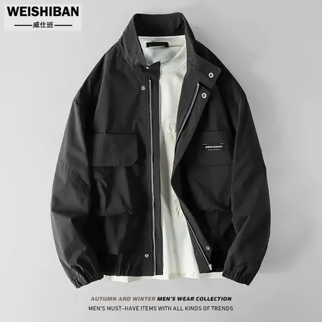 潮流高级感立领工装冲锋衣夹克男2023秋季新款多口袋防风机能外套商品大图