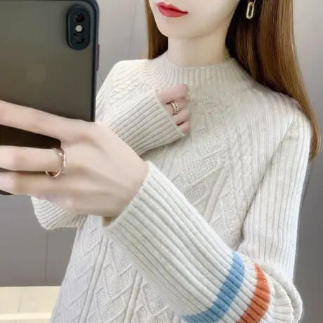 毛衣女早秋款宽松外穿2022年新款爆款洋气半高领小个子打底衫秋冬图片