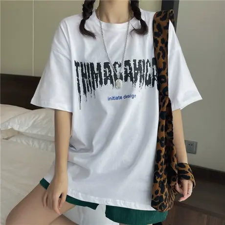短袖女ins潮韩版宽松t恤设计感小众夏季半袖上衣时尚洋气2023新款商品大图