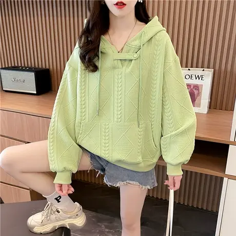 早秋连帽卫衣女春秋季韩版宽松薄款小个子设计感百搭学生纯色外套图片