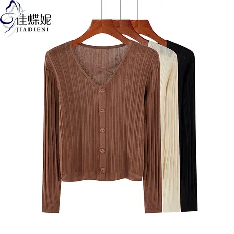 冬季新款韩版V领修身显瘦纯色坑条纹针织衫长袖上衣内搭女打底衫图片