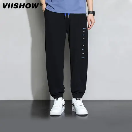 VIISHOW运动裤束脚青春流行休闲裤潮男九分裤时尚潮牌数字字母商品大图