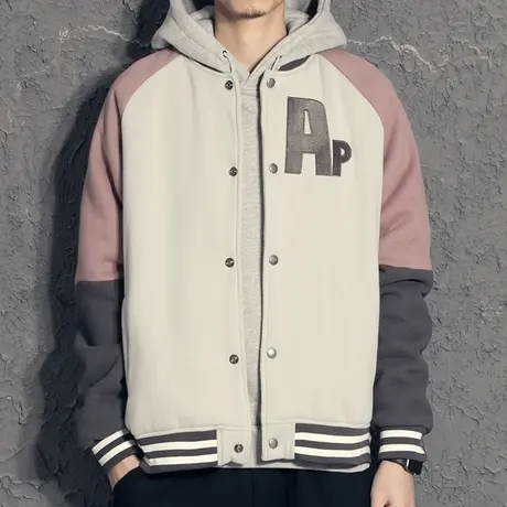 奕飏秋季棒球服外套男韩版潮流宽松百搭休闲拼接拼色飞行员夹克图片