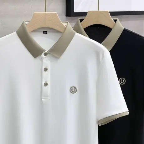 2023新款夏季男士Polo衫短袖商务休闲撞色领翻领保罗衫上衣T恤潮商品大图