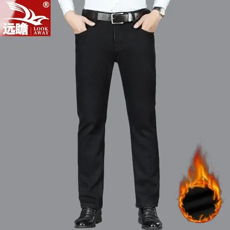 男士牛仔裤冬季新款宽松直筒保暖男裤加绒加厚弹力秋冬休闲长裤子商品大图