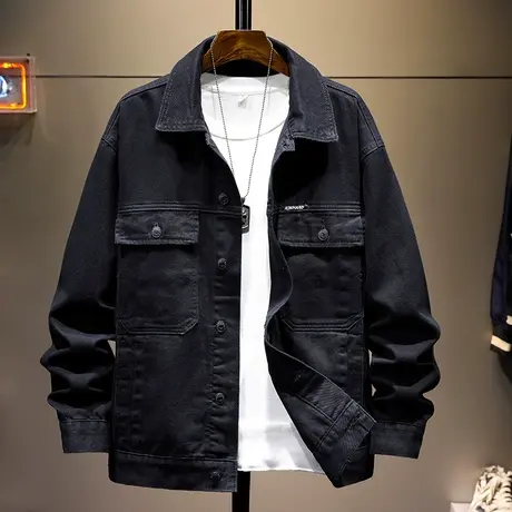 牛仔外套男韩版潮流春秋季2021新款潮牌秋冬上衣男士工装夹克衣服图片