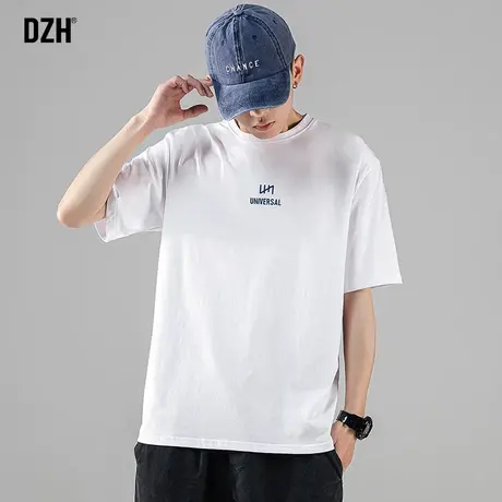 男士白色t恤男短袖潮牌超火宽松衣服夏季男装2023新款上衣体恤衫商品大图