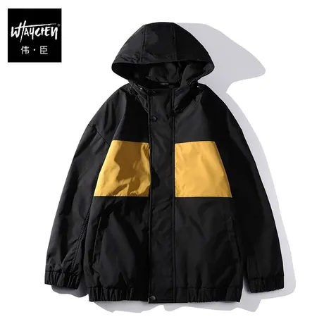 伟臣2022秋冬新品大码男士夹克外套胖子加肥加大宽松拼接休闲上衣商品大图