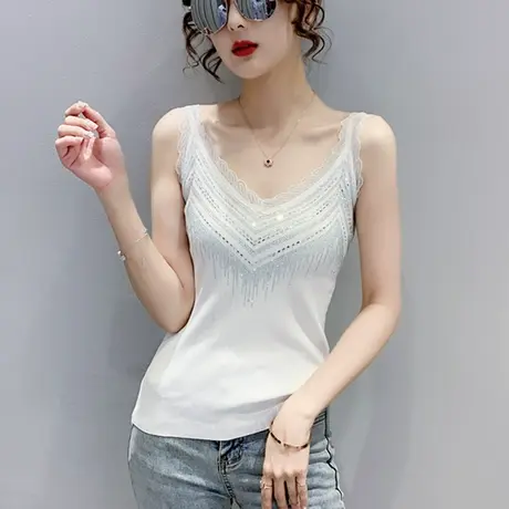 冰丝小吊带背心女外穿夏季性感蕾丝无袖上衣内搭配西装打底T恤潮图片