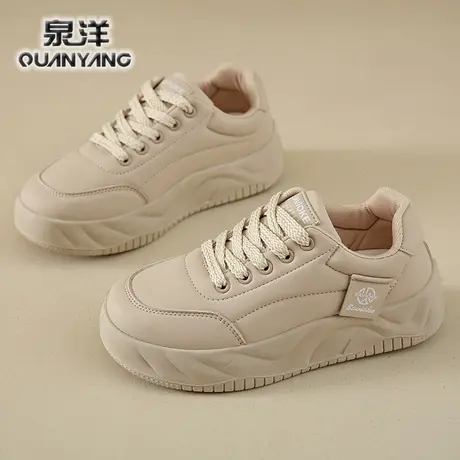 厚底大头面包鞋女2024春季新款百搭板鞋丑萌小白运动休闲防滑女鞋图片
