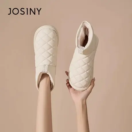 Josiny/卓诗尼雪地靴女2024冬季加厚休闲棉鞋女圆头短筒保暖女鞋商品大图