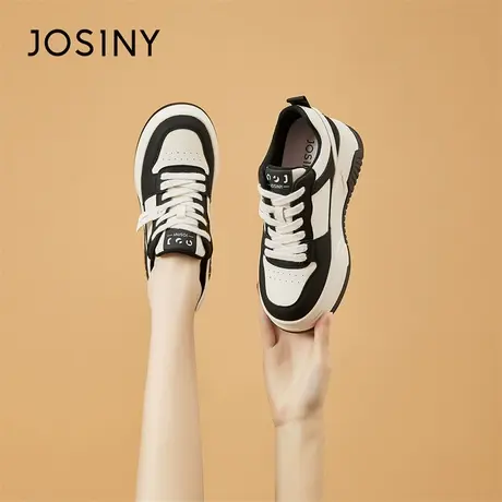 Josiny/卓诗尼板鞋女2024新款春季增高女鞋时尚休闲鞋黑白熊猫鞋商品大图