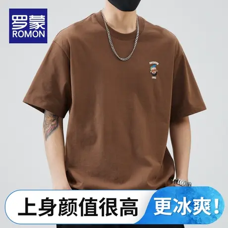 罗蒙男士短袖t恤夏季薄款休闲体恤2023新款潮流百搭圆领半袖上衣图片