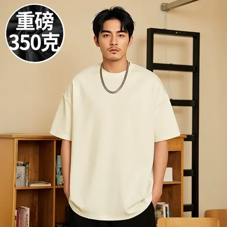 350g重磅挺括2025新款美式胖子T恤短袖加肥加大码男装半袖夏季商品大图