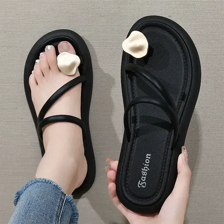 人字拖女夏季外穿黑色夹脚拖鞋防滑沙滩海边洗澡eva凉拖鞋子平底图片