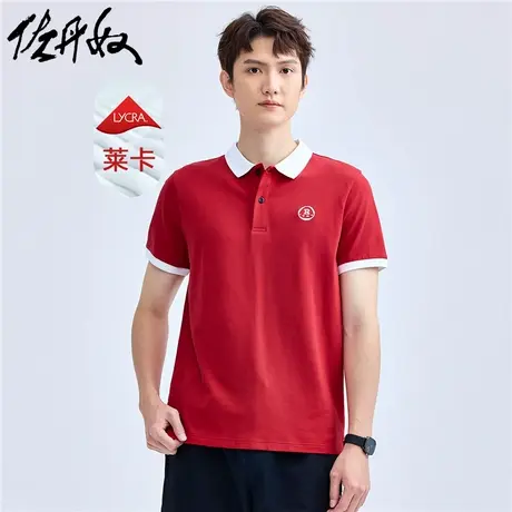 佐丹奴Polo男装字母刺绣针织弹力莱卡珠地短袖POLO 13014553图片