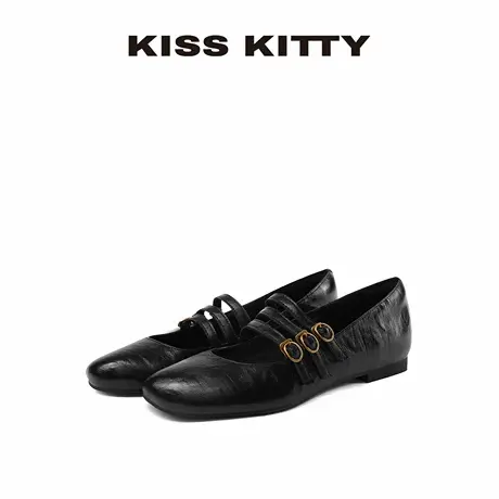 KISSKITTY百搭舒适浅口玛丽珍单鞋2025年夏季新款时尚休闲小皮鞋商品大图