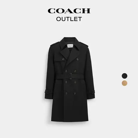 COACH/蔻驰奥莱男士CORE商务风衣长款外套休闲黑色图片