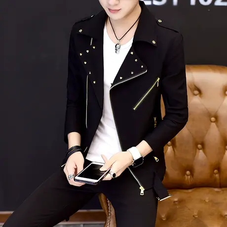 青年个性ins夹克男士春秋季韩版上衣服潮流帅气褂子休闲男装外套图片