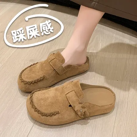厚底勃肯鞋女2025新款秋冬加绒豆豆鞋保暖雪地靴一脚蹬懒人棉鞋子商品大图