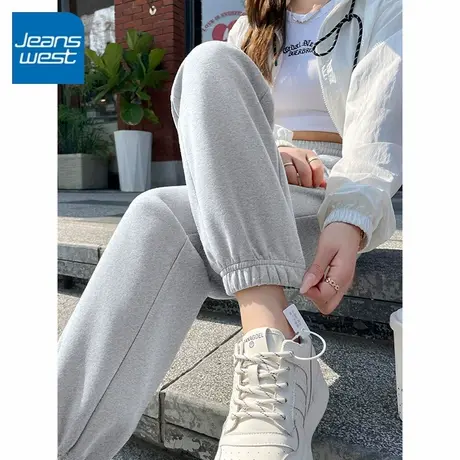 KV真维斯灰色收脚裤女2025新款中学生宽松卫裤修身显瘦高腰休闲裤商品大图