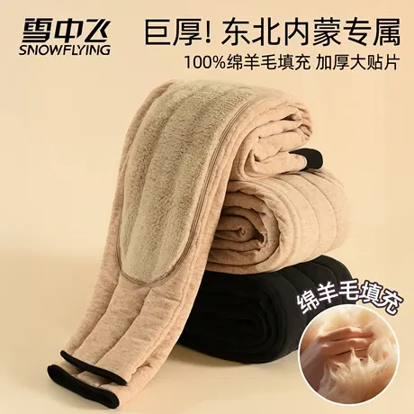 雪中飞男士2025新款保暖裤加厚加绒羊毛护膝打底秋裤棉毛绒裤冬季商品大图