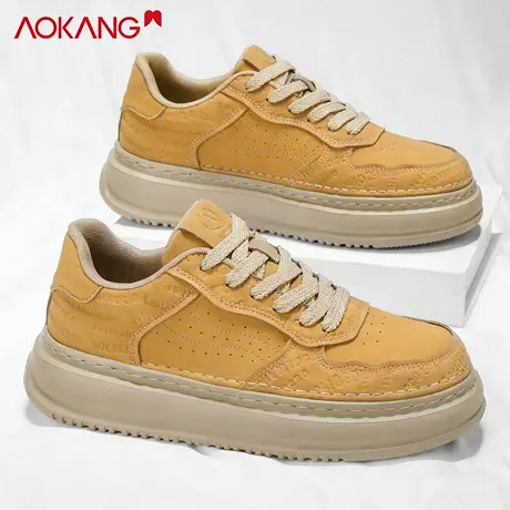 奥康男鞋2026新款休闲百搭透气板鞋男士厚底增高轻便运动休闲皮鞋商品大图