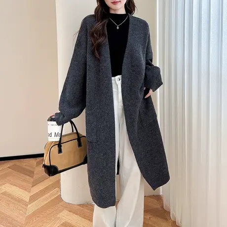 唐狮秋冬季女毛衣极简风中长款开衫外套慵懒高级感宽松毛线衫tu图片