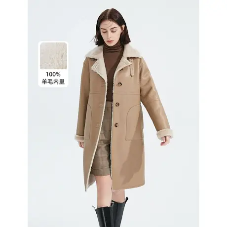 朗姿纯羊毛复古轻奢洋气长款皮草外套女大衣冬季新款气质图片