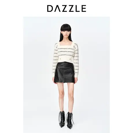 【七七酱专享】DAZZLE地素奥莱2023春季新款法式复古方领字母提花图片