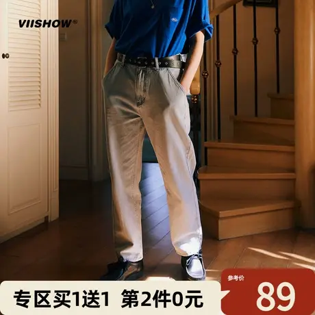 VIISHOW牛仔裤纯棉男士夏季韩版city boy牛仔长裤新款学生束脚裤商品大图