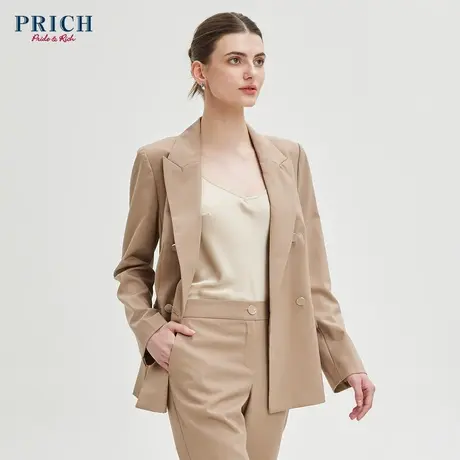 PRICH西装新收腰双排扣西装高端套装职场休闲外套女图片